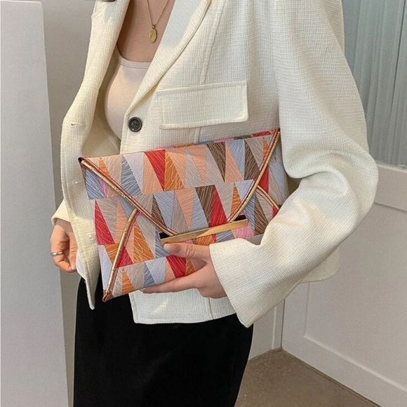 Geometric Multicolor Clutch Bag - Picture 7 of 8